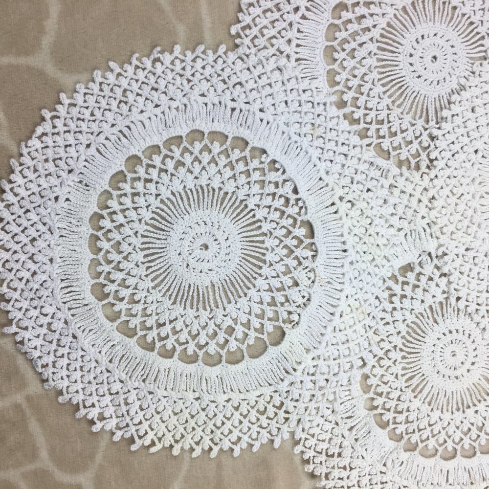 Set of Four (4) Crochet Doilies - Size 12" x 12"